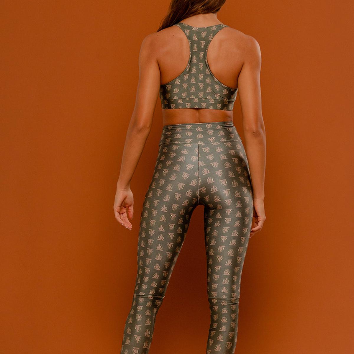 Calça Legging estampada High Yogini Verde