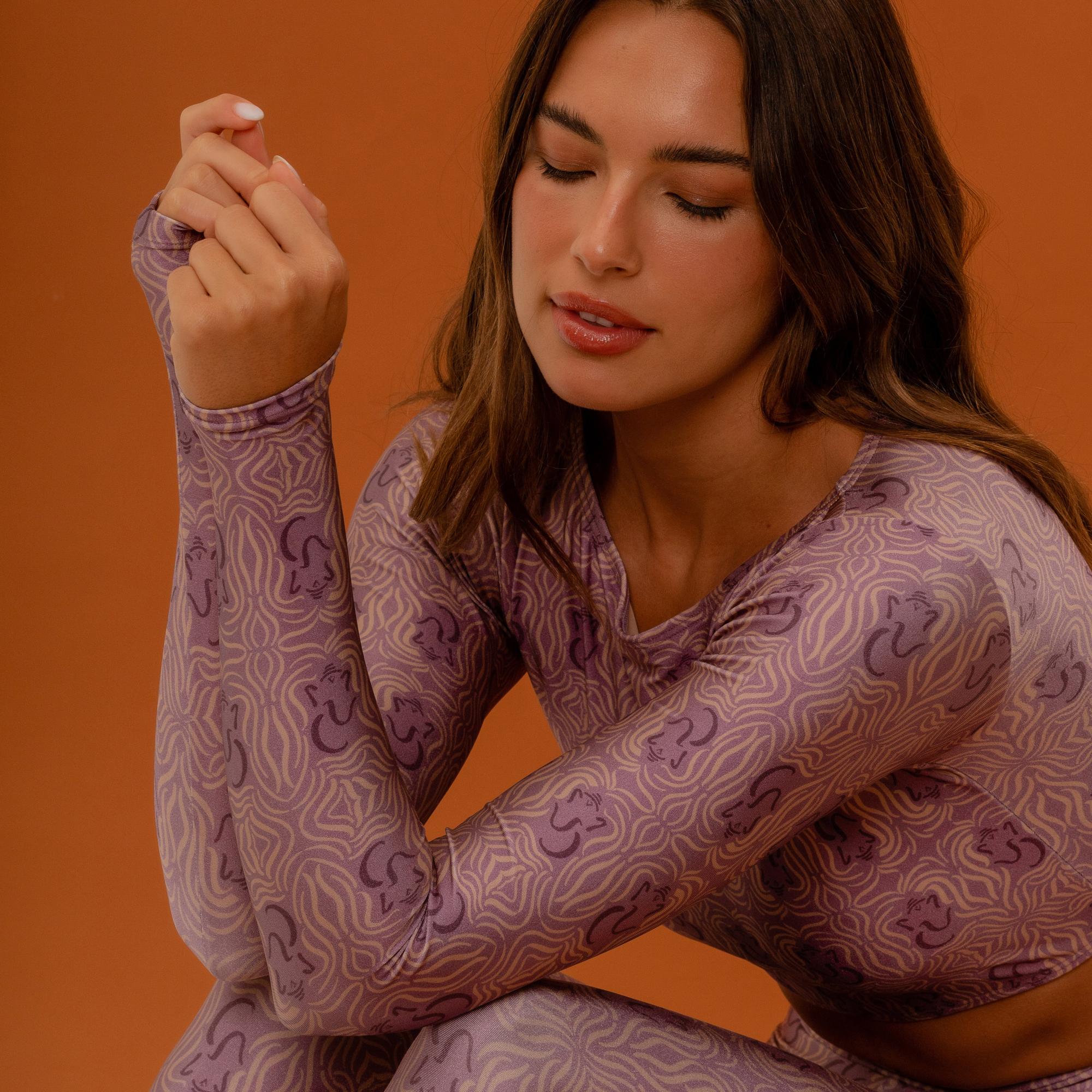 Top cropped manga longa Ganesha Top cropped manga longa Ganesha
