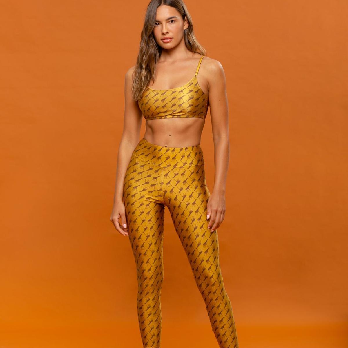 Calça Legging estampada High Girafa Gold