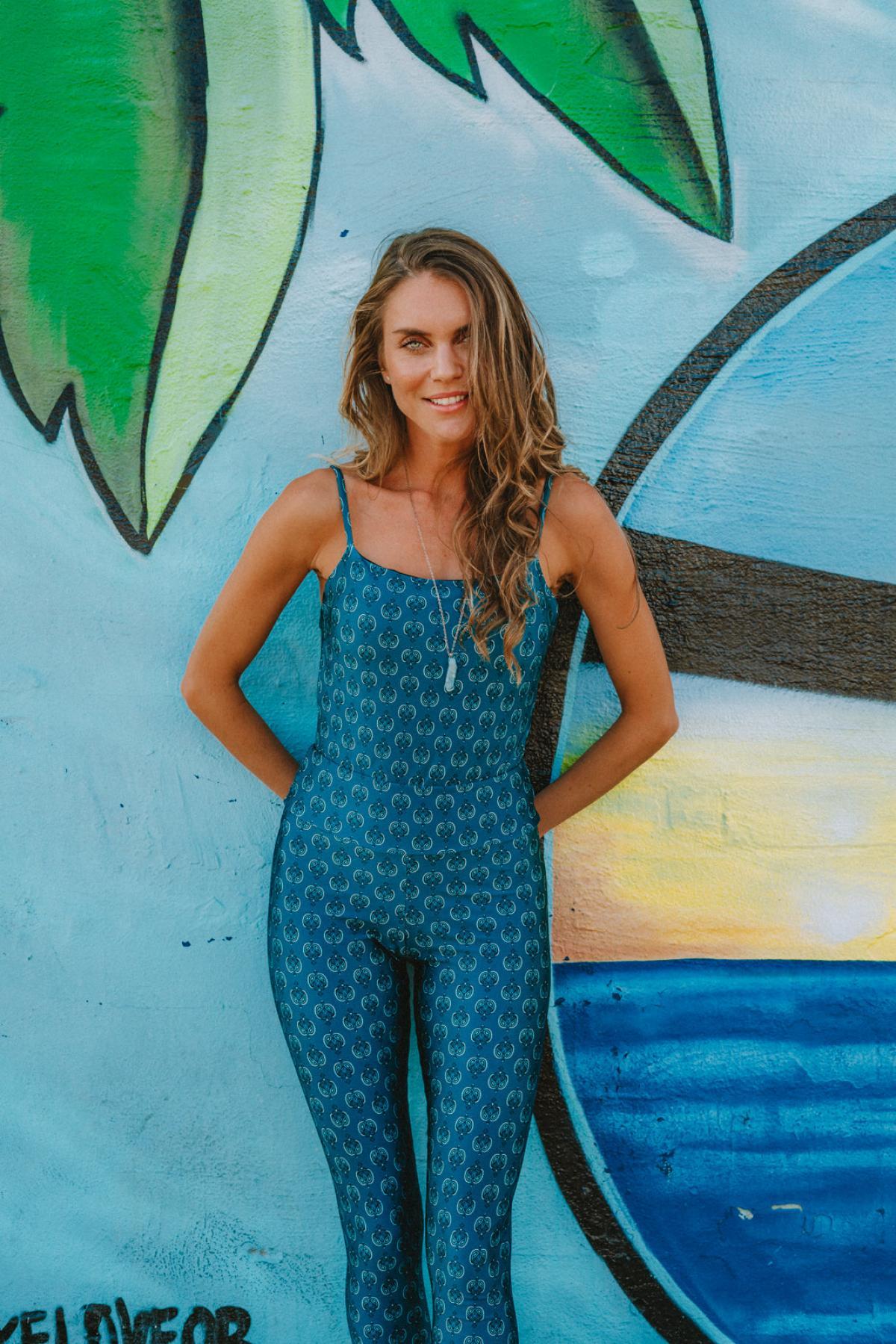 Calça Legging High Bandana Azul