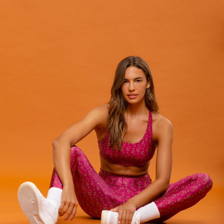 Calça Legging estampada Slim Goa Rosa