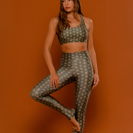 Calça Legging estampada High Yogini Verde